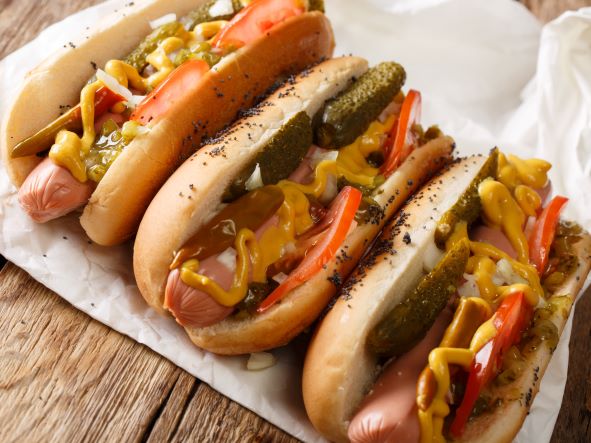 Hotdogs with toppings