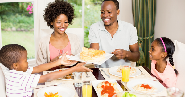 Family enjoying a heart-healthy meal