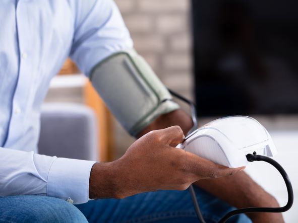 Man checking his blood pressure