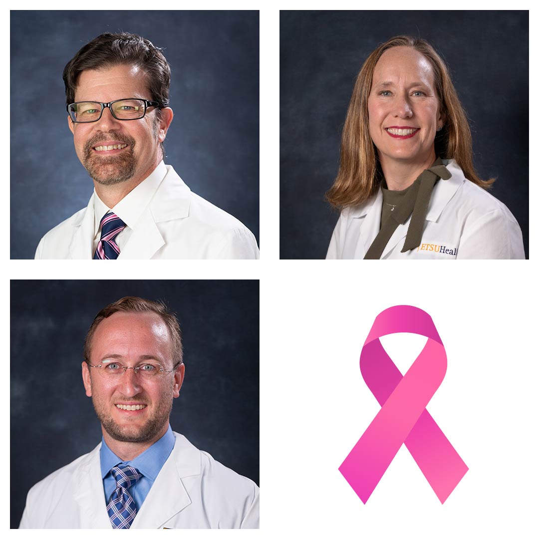 Drs. Haynes, Scott and Powers and a pink ribbon